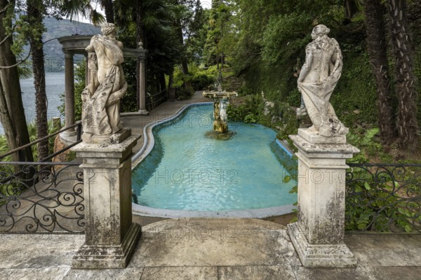 Roman fountain, Fontana Romana, Scherrer Park, Parco Scherrer, Morcote, Lake Lugano, Lago di Lugano, Canton Ticino, Switzerland, Europe