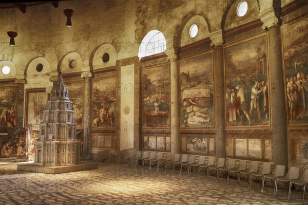 Basilica minor Santo Stefano Rotondo, Santo Stefano al Monte Celio, Basilica di Santo Stefano Rotondo al Celio, church in Rome on the Celio hill, Italy, frescoes of early Christian martyrs, tortures and executions, Europe