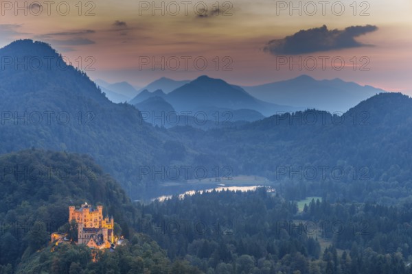 Hohenschwangau Castle, Alpsee, Schwangau near Füssen, Allgäu, Upper Bavaria, Bavaria, Germany, Europe