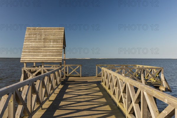 Slowinski National Park is a national park in Pomeranian Voivodeship, northern Poland. A pier at the Lebsko lake