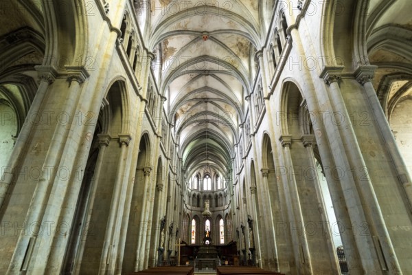 Saint-Antoine l'Abbaye labeled Les Plus Beaux Villages de France. Interior of the Abbey Church built from the 12th to the 15th century. Isere. Auvergne-Rhone-Alpes. France