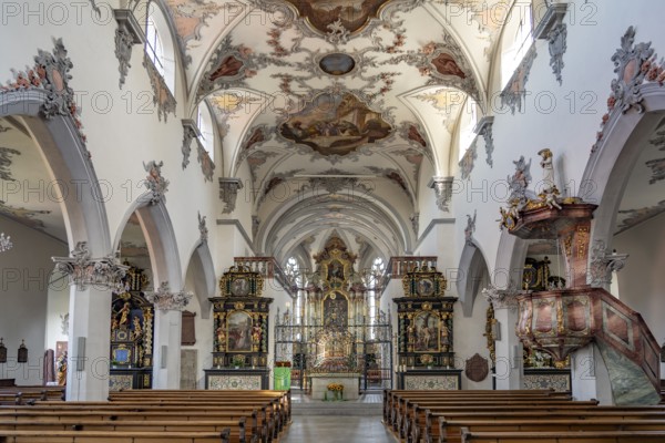 Interior of the Laufenburg town church, Aargau, Switzerland, Europe
