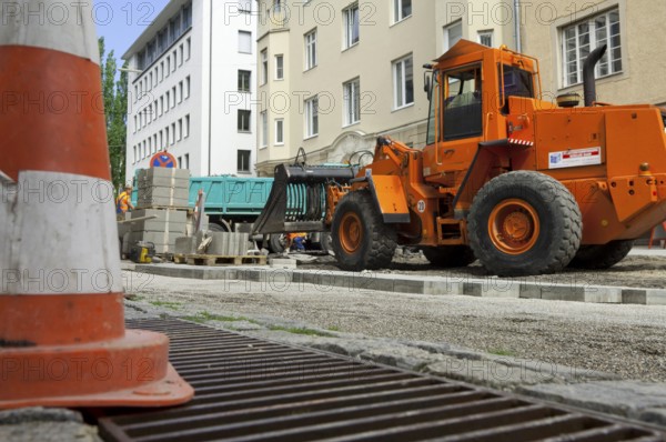 Construction site, road construction, Ohmstraße, Munich, Bavaria, Germany, Europe