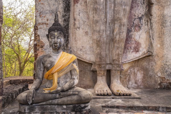 Buddha statues in the temple Wat Saphan Hin, UNESCO World Heritage Sukhothai Historical Park, Thailand, Asia