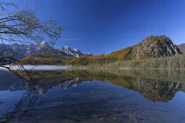 Autumn mood at lake Almsee, Grünau, Austria, Totes Gebirge, Europe