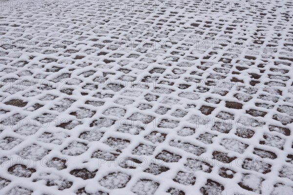 Pavement with snow, winter, Germany, Europe
