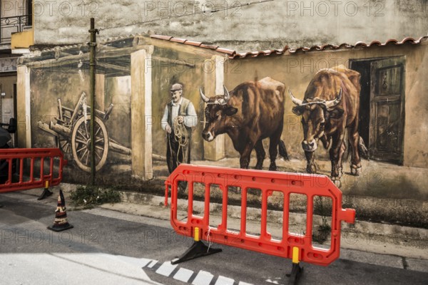 Wall painting, murals, graffiti, street art, San Sperate, Sardinia, Italy, Europe