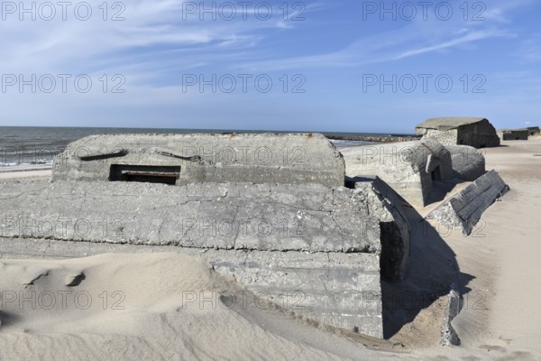 Bunker, Botonbunker of the Atlantic Wall in Denmark on the beach of Jutland