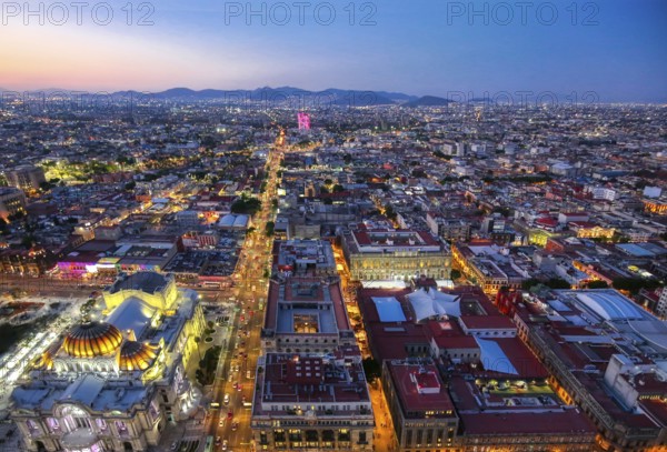 Panoramic view of Mexico City from the observation deck at the top of Latin American Tower Torre Latinoamericana