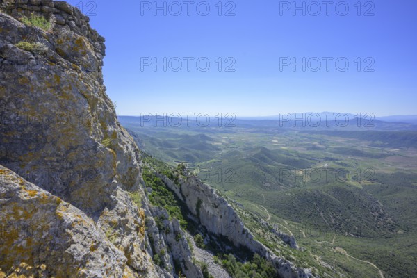 View from the Cathar castle of Quéribus, Cucugnan, Département Aude, France, Europe