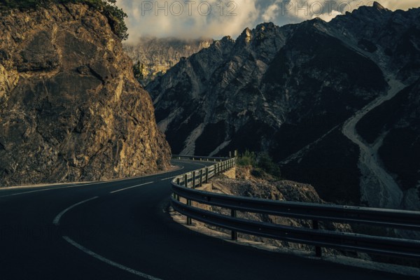 Hahntennjoch pass road in Tyrol in Lechtal, Austria, Europe