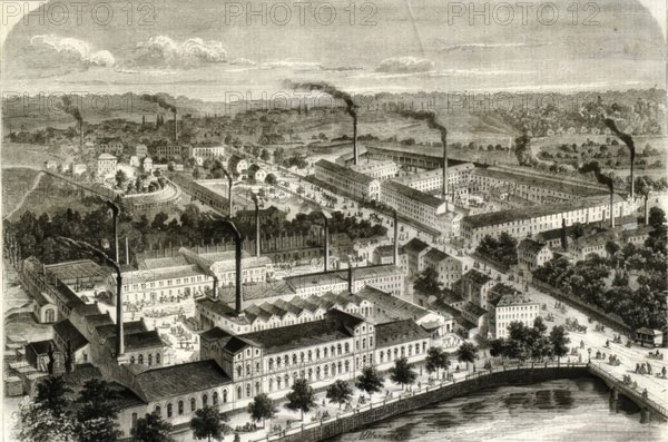 The Hartmann machine factory in Chemnitz, around 1900, Saxony, Germany, digitally enhanced reproduction from a historical original, public domain, Europe