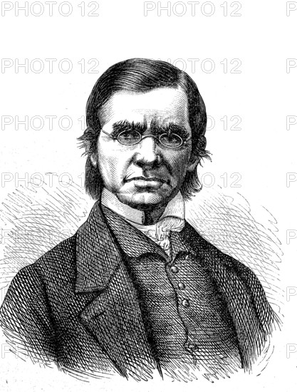 Émile Maximilien Paul Littré, 1 February 1801, 2 June 1881, a French philologist, philosopher and medical historian, Historical, digital reproduction of an original from the 19th century
