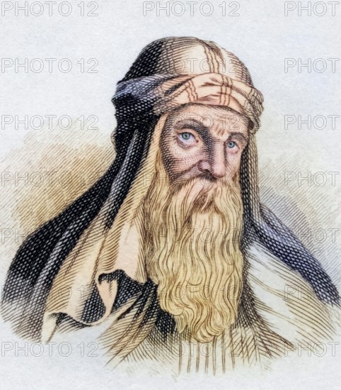 Basil of Caesarea, also known as Basil the Great, born 330, died 379. Bishop of Caesarea Mazaca in Cappadocia, Turkey. Influential Christian theologian and monk of the 4th century. From the book Crabbes Historical Dictionary, published in 1825, Historical, digitally restored reproduction from a 19th century original, Record date not stated