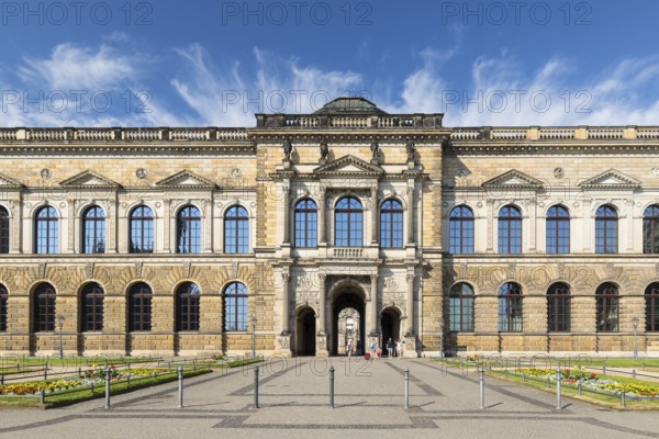 Semperbau of the Zwinger from Theatre Square, Dresden, Saxony, Germany, Europe