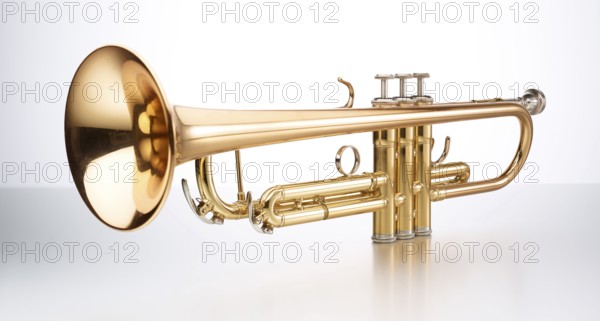 Trumpet in front of a white background, studio shot