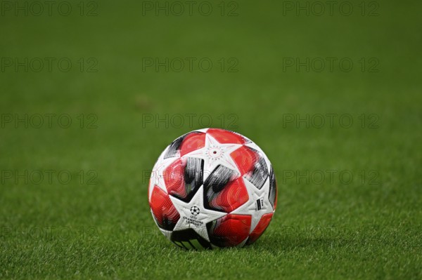 Adidas Football Pro 3rd match ball, lies on grass, Champions League, MHPArena, MHP Arena Stuttgart, Baden-Württemberg, Germany, Europe