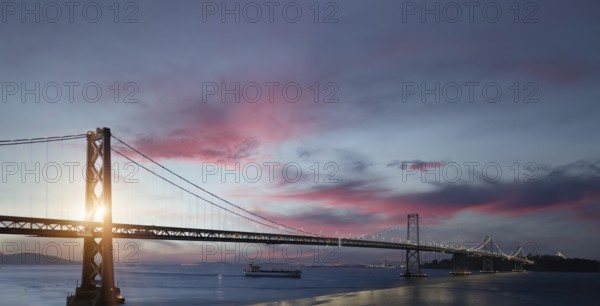 Panoramic San Francisco financial district skyline in city downtown near Oakland Bay Bridge