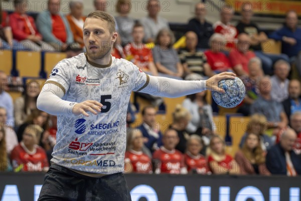 11.09.2024, 2nd HBL (German Handball League), Matchday 7 (early game) : Eulen Ludwigshafen against HC Elbflorenz 2006. picture: Lukas Wucherpfennig (5, Elbflorenz)