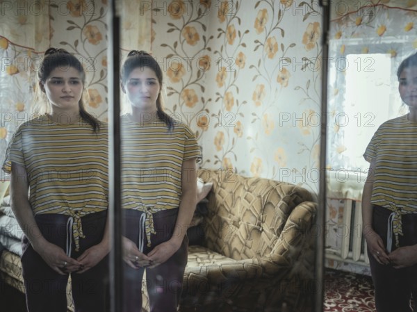Evacuated young people from a village near the front, Spodovivka, Ukraine, Europe