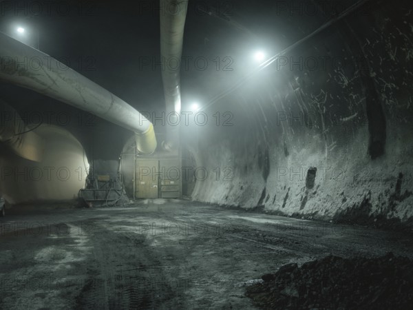 Debris in a tunnel section in construction lot H41, Brenner Base Tunnel, Zenzendorf, Tyrol, Austria, Europe