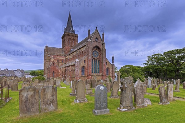 12th century St Magnus Cathedral, oldest cathedral in Scotland and most northerly cathedral in the United Kingdom at Kirkwall on the Orkney Islands