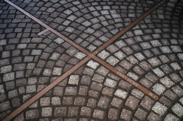 Cobblestones, cobblestones, longitude, Saint Denis, bar, geographic positioning in the gate tower, upper gate tower, Schiller town Marbach am Neckar, evening light, Baden-Württemberg, Germany, Europe