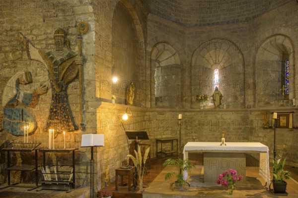 Interior view of Notre Dame du Gourg Saint-Enimie church, Département Lozère, France, Europe
