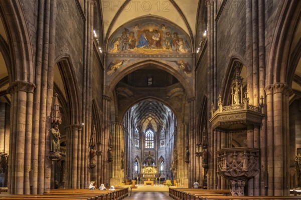 Interior of Freiburg Minster, Freiburg im Breisgau, Black Forest, Baden-Württemberg, Germany, Europe