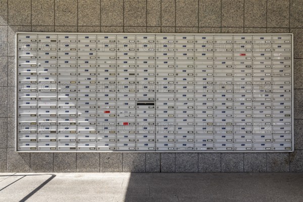 Mailbox system from a high-rise building, Chemnitz, Saxony, Germany, Europe