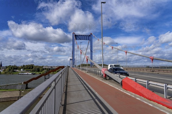 The Friedrich Ebert Bridge over the Rhine between Ruhrort and Homberg, Duisburg, North Rhine-Westphalia, Germany, Europe