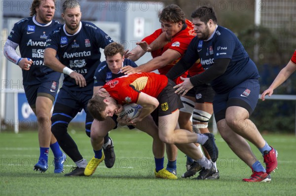Rugby: Germany against MKS Pogon Awenta Siedlce, Poland in Heidelberg (test match of the German national rugby team in preparation for the upcoming World Cup qualifiers)
