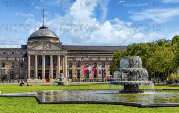 Spa hotel with spa gardens, Wiesbaden, Hesse, Germany, Europe