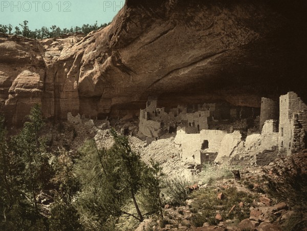 Cliff Palace, Mesa Verde, Colorado, United States of America, USA, digitally restored reproduction from a 19th century original, record date not stated, United States of America, digitally restored reproduction from a 19th century original, record date not stated, North America