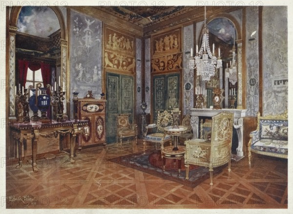 Furniture at the turn of the century 1900, Salon de musique of Queen Marie Antoinette, Palace of Fontainebleau, France (1910, 1911), Salon de musique of Queen Marie Antoinette, Palace of Fontainebleau, France (1910, 1911) .jpg