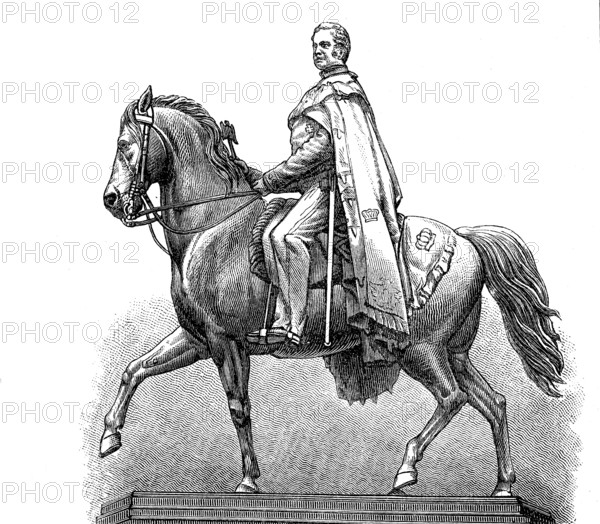 The monument to Frederick William III, by Gustav Bläser, in Cologne, Germany, in 1880, Historical, digital reproduction of an original 19th century model, Europe