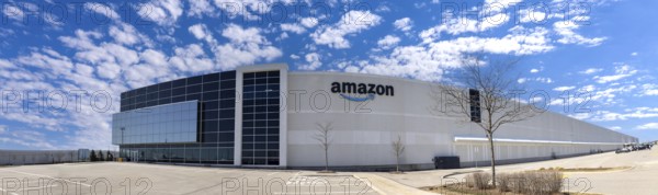 Toronto, Canada, 10 April 2025: Amazon North American Delivery, Return and Refurbished products center warehouse in Toronto, North America