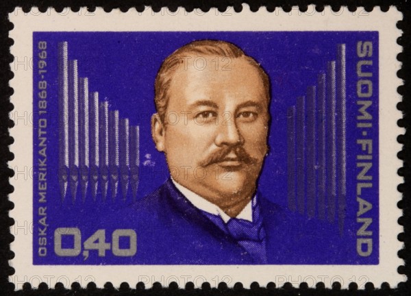 Frans Oskar Merikanto (1868-1924) a Finnish musician and composer. Portrait on a Finnish stamp