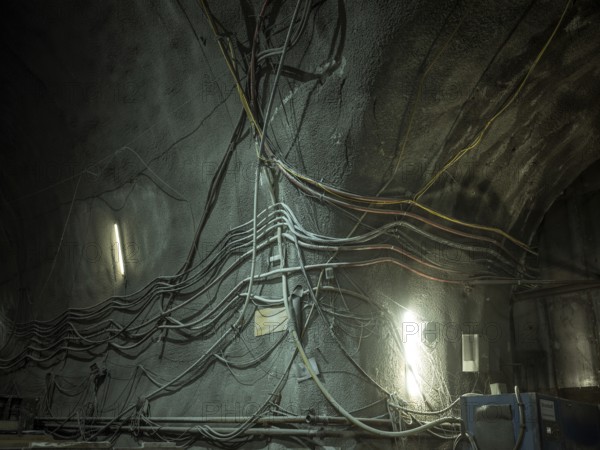 Cable in the tunnel section of construction lot H41, Brenner Base Tunnel, Zenzendorf, Tyrol, Austria, Europe