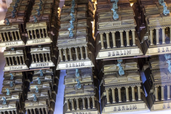 Typical souvenir from the capital. Miniature version of the Brandenburg Tor. Berlin, Germany, Europe