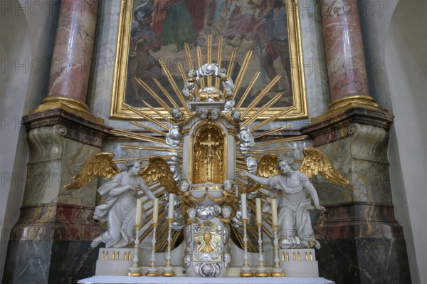 Detail from the side altar of St James' Church, built 1772-1775, Bad Kissingen, Lower Franconia, Bavaria, Germany, Europe