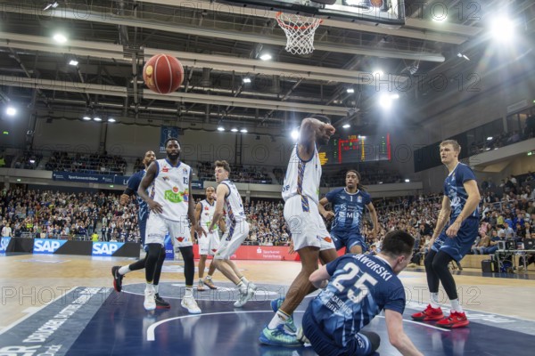 16.03.2024, easy Credit BBL, German Basketball League, Matchday 24) : Game scene MLP Academics Heidelberg against Rostock Seawolves (final score 88:86)