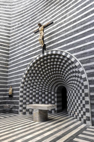 Chiesa di San Giovanni Battista, interior view, architect Mario Botta, Mogno, near Fusio, Lavizzara, Canton Ticino, Switzerland, Europe