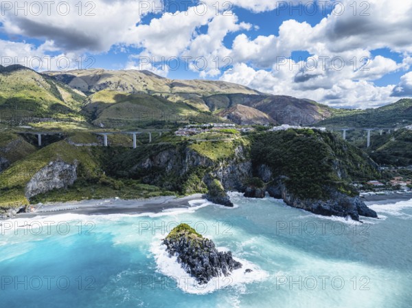 Crawford Beach Marinella from a drone, San Nicola Arcella, Cosenza, Calabria, Italy, Europe