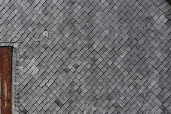 Detail of a slate façade of a residential building, Bavaria, Germany, Europe