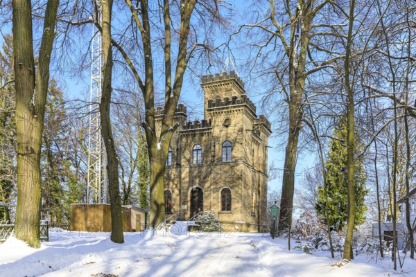 Schöne Höhe with Belvedere in winter, Dürrröhrsdorf-Dittersbach, Saxony, Germany, Europe