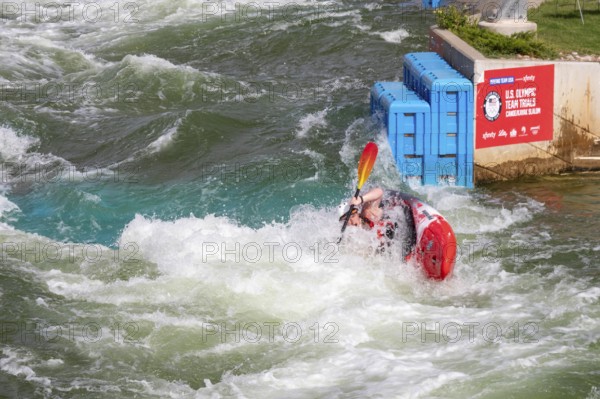 Oklahoma City, Oklahoma, Kayaking at Riversport, a center devoted to kayaking, rafting, and other outdoor adventures on a controlled course