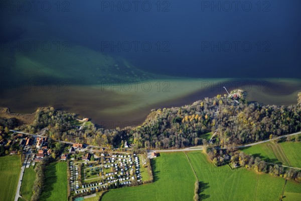 Aerial view, bird's eye view, Lake Starnberg, Upper Bavaria, Bavaria, Germany, Europe