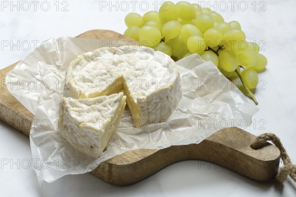 French Camembert, cheese on a wooden board