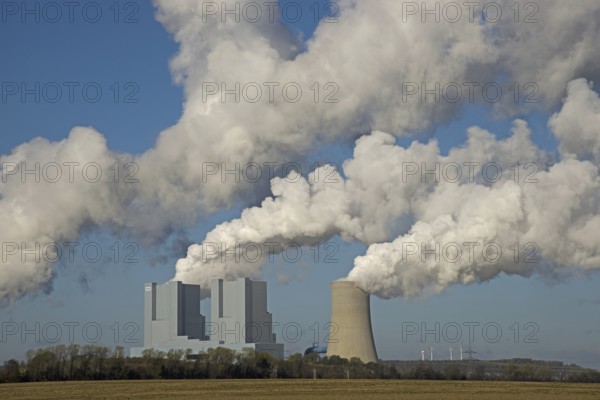 Neurath power plant, a base-load power plant operated by RWE PowerAG using lignite in Grevenbroich-Neurath, Rhine-Erft district, North Rhine-Westphalia, Germany, Europe